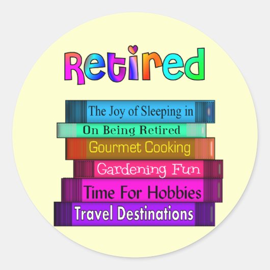 Sticker Rond Cadeaux de retraite empilement unique de livres Co (Devant)