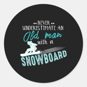 Sticker Rond Cadeaux De Snowboard Mens Drôle Mignonne Snowboard