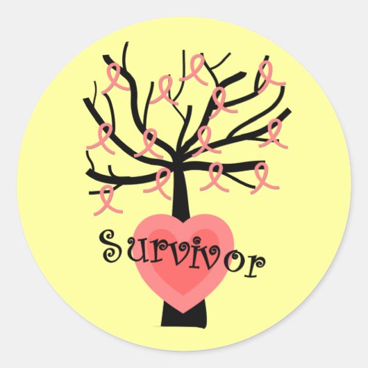 Sticker Rond Cadeaux de survivant du cancer du sein - Design d' (Devant)