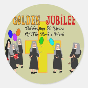 Sticker Rond Cadeaux d'or de jubilé de nonnes