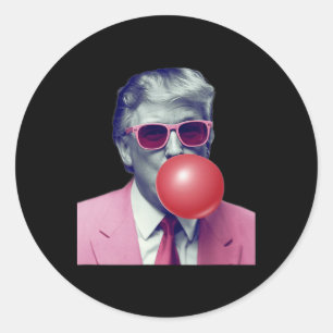 Sticker Rond Cadeaux drôles de bubble gum Yum Trump