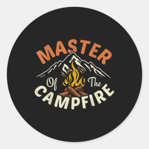 Sticker Rond Cadeaux drôles de camping en plein air Hommes Femm