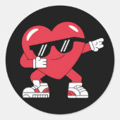 Sticker Rond Cadeaux drôles de cœur qui font dabbing pour la Sa (Devant)