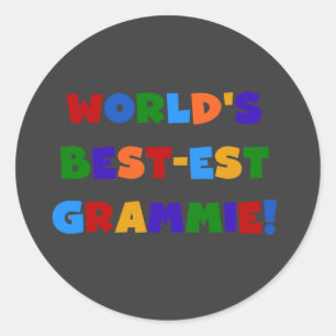 Sticker Rond Cadeaux du Meilleur-est Grammie du monde lumineux