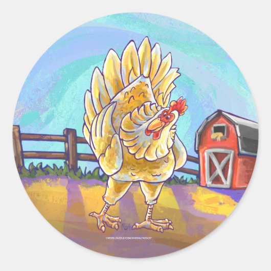 Sticker Rond Cadeaux et accessoires de poulet (Devant)
