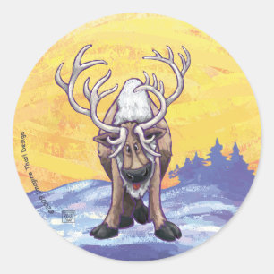 Sticker Rond Cadeaux et accessoires de rennes