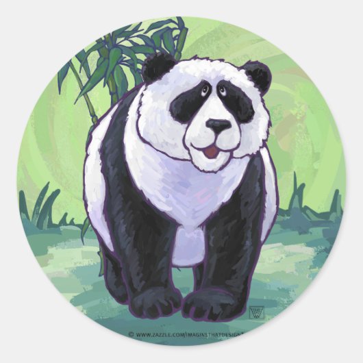 Sticker Rond Cadeaux et accessoires pour ours Panda (Devant)