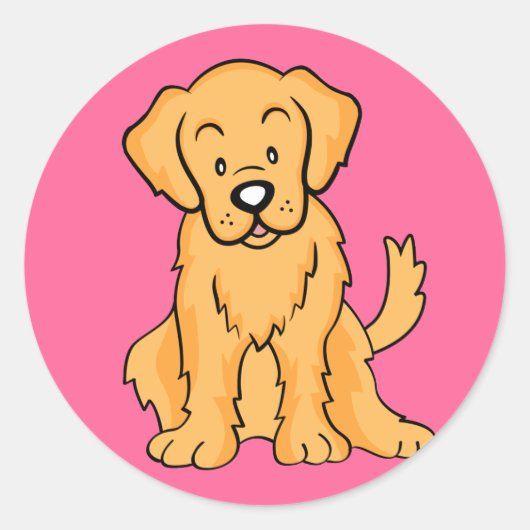 Sticker Rond Cadeaux et marchandises Golden Retriever (Devant)