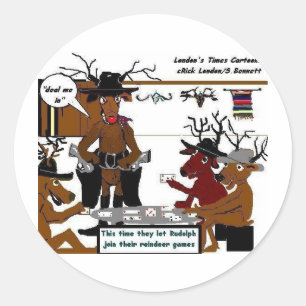 Sticker Rond Cadeaux et T-shirts drôles de Noël : Jeux de Renne