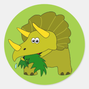 Sticker Rond Cadeaux frais de Triceratops d'enfants mignons de