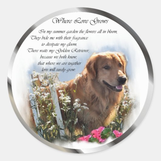 Sticker Rond Cadeaux Golden Retriever (Devant)