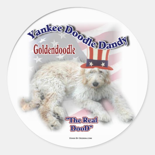Sticker Rond Cadeaux Goldendoodle (Devant)