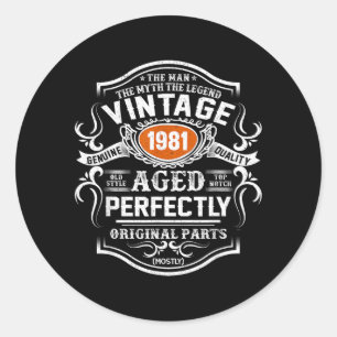 Sticker Rond Cadeaux Homme Légende Mythe 1981 Vintage 45 Ans