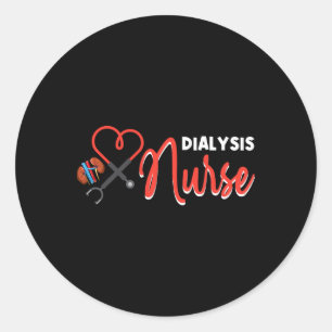 Sticker Rond Cadeaux Infirmières Dialyse Pour Technicien Coeur 