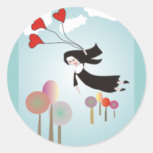 Sticker Rond Cadeaux lunatiques d'art de nonne