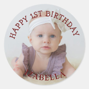 Sticker Rond Cadeaux mignons Joyeux 1er anniversaire