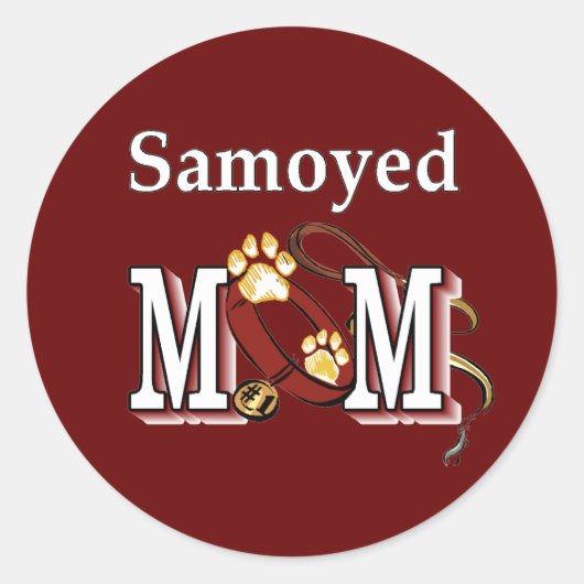 Sticker Rond Cadeaux MOM Samoyed (Devant)