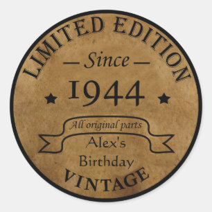 Sticker Rond Cadeaux personnalisés vintages de 80e anniversaire