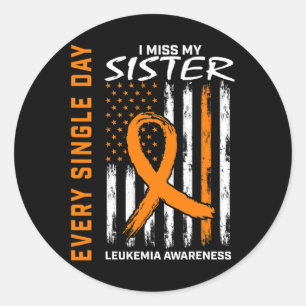 Sticker Rond Cadeaux Perte De Soeur Orange Leucémie Sensibilisa
