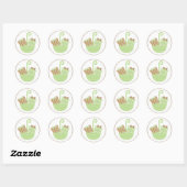 Sticker Rond Cadeaux pour bébés verts dans le Baby shower parap (Feuille)