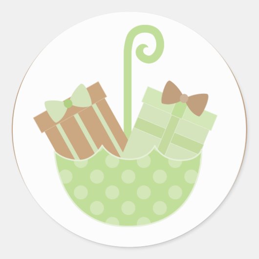 Sticker Rond Cadeaux pour bébés verts dans le Baby shower parap (Devant)