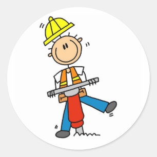Sticker Rond Cadeaux pour ouvrier du bâtiment avec marteau-piqu
