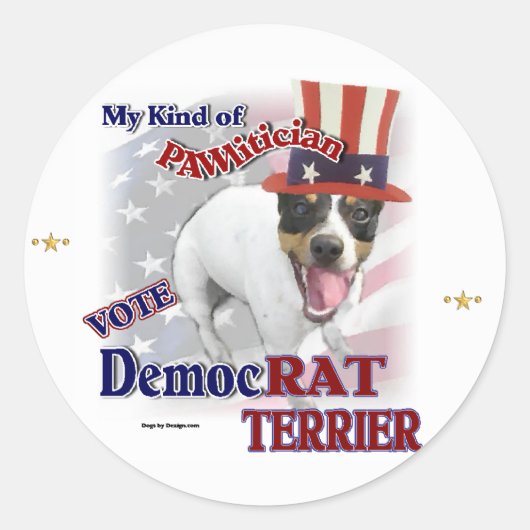 Sticker Rond Cadeaux RAT TERRIER (Devant)