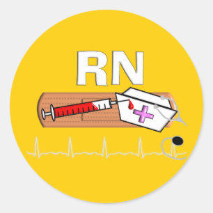 Sticker Rond Cadeaux "RN " d'infirmier autorisé