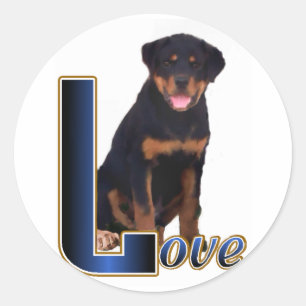 Sticker Rond Cadeaux Rottweiler amoureux