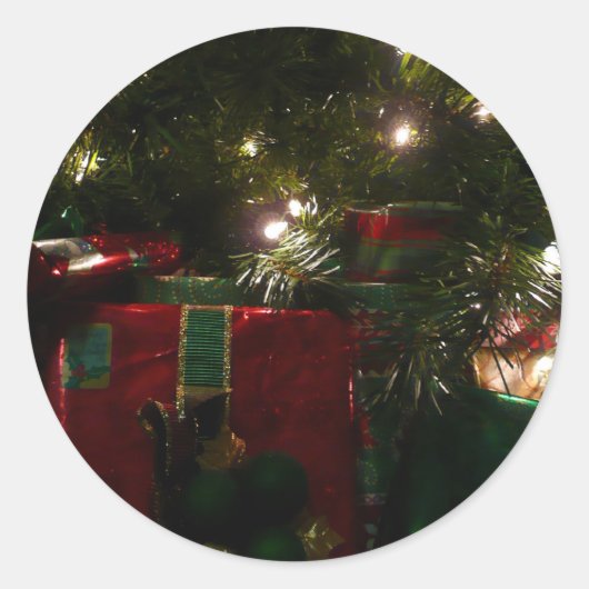 Sticker Rond Cadeaux sous l'arbre Noël (Devant)