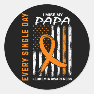 Sticker Rond Cadeaux Sympathiques Perte De Papa Orange Leukemia