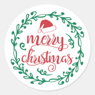 Sticker Rond Cadeaux, Vêtements et Décorations de Fêtes de Fin 