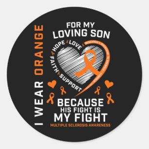 Sticker Rond Cadeaux Vêtements Orange Fils Sclérose en plaques