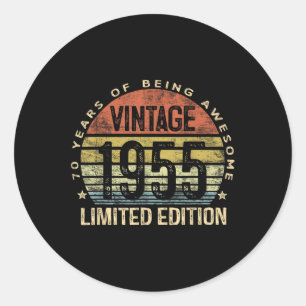 Sticker Rond Cadeaux vintages 1955 Edition limitée 70 ans 70t