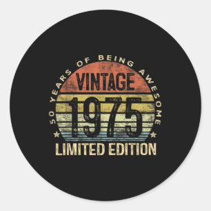 Sticker Rond Cadeaux vintages 1975 Edition limitée 50 ans 50t