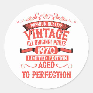 Sticker Rond Cadeaux vintages personnalisés 55e anniversaire ro