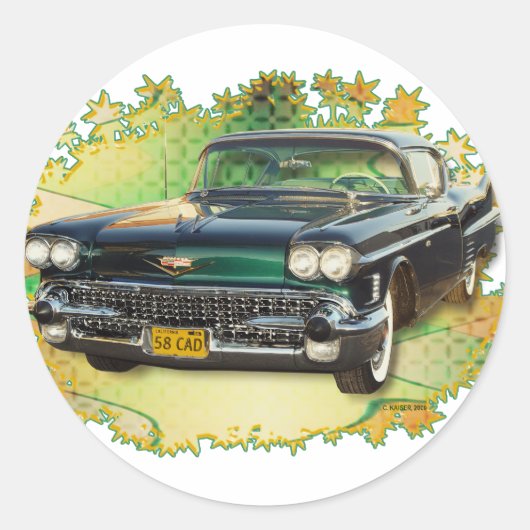 STICKER ROND CADILLAC #2 1958 (Devant)