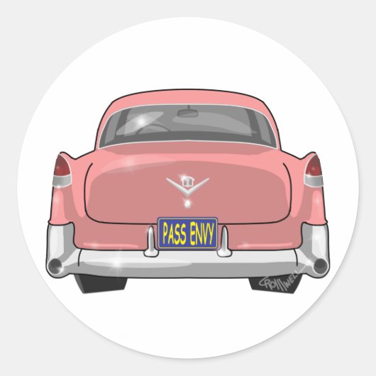 Sticker Rond Cadillac rose 1955 (Devant)