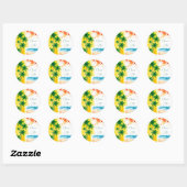 Sticker Rond Cadran rond design de plage “Été” (Feuille)