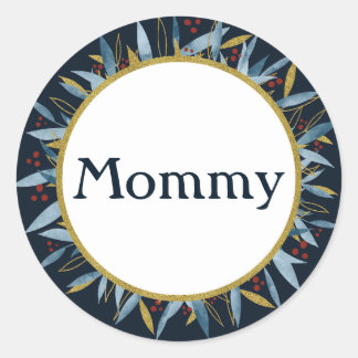 Sticker Rond Cadre arrondi à maman personnalisée avec Bouquet d