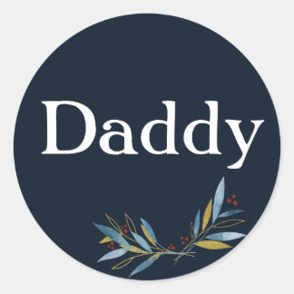 Sticker Rond Cadre arrondi papa personnalisé avec Bouquet de br
