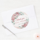 Sticker Rond Cadre avec couronne de fleurs teintées bohème et e (Enveloppe)