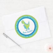 Sticker Rond Cadre cercles | Dino | Nom Anniversaire Merci (Enveloppe)