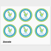 Sticker Rond Cadre cercles | Dino | Nom Anniversaire Merci (Feuille)