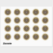 Sticker Rond Cadre circulaire doré élégant (Feuille)