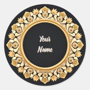 Sticker Rond Cadre circulaire doré élégant