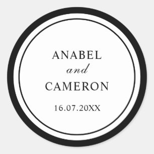 Sticker Rond Cadre de bordure élégant classique mariage rond