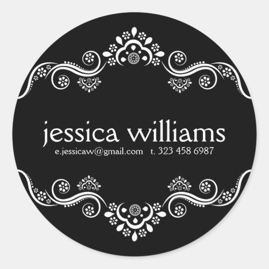 Sticker Rond Cadre de bordure noir et blanc (Devant)