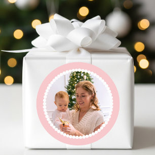 Sticker Rond Cadre de boule de neige de Noël avec photo personn