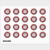 Sticker Rond Cadre de cœurs rouges (Feuille)